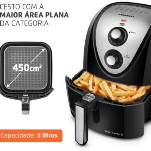 Fritadeira - Air Fryer 5L, Mondial, Preto/Inox