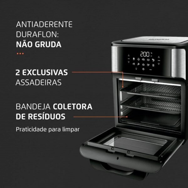 Fritadeira Air Fryer Forno Oven 12L, Mondial, Preto/Inox 12Lts